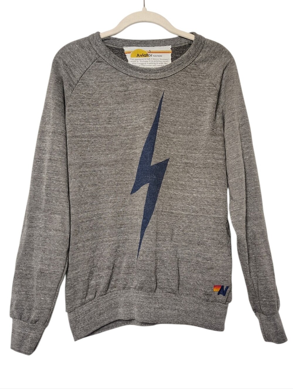 Aviator Nation Bolt Crew Heather Grey Sweatshirt